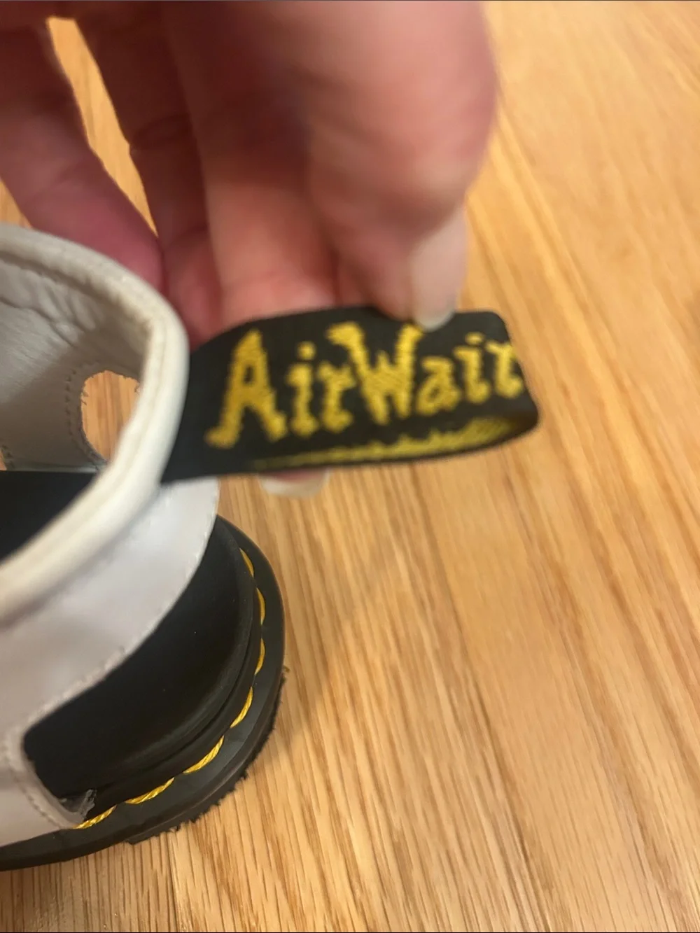 Dr Martens Airwair Sandals - White Leather Sandals with Buckle Strap